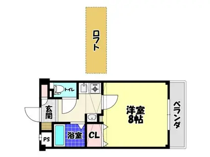 プロスパーハイツ古市(1K/8階)の間取り写真