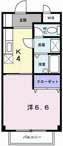 カーザ・モラエス(1K/1階)の間取り写真