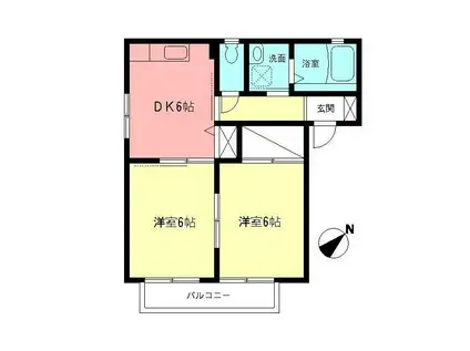 ハイネスI(2DK/1階)の間取り写真