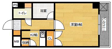 ルミナスII(1K/3階)の間取り写真