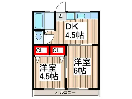 サンコーポ橋本(2DK/3階)の間取り写真