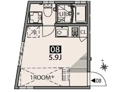テラス上北沢(ワンルーム/1階)の間取り写真