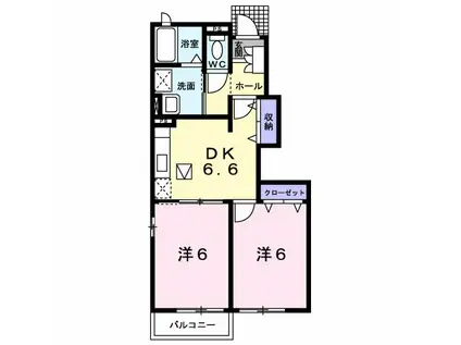 カーサポルトドソル(2DK/1階)の間取り写真