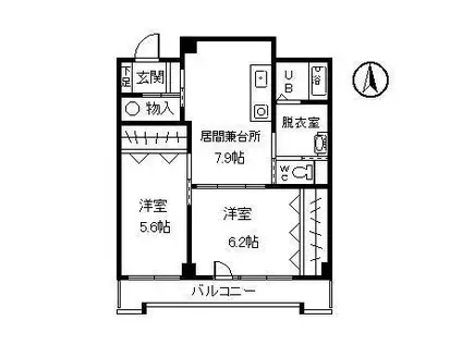 マンションふるさと館(2DK/2階)の間取り写真