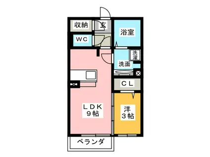 グリーンティア(1LDK/2階)の間取り写真