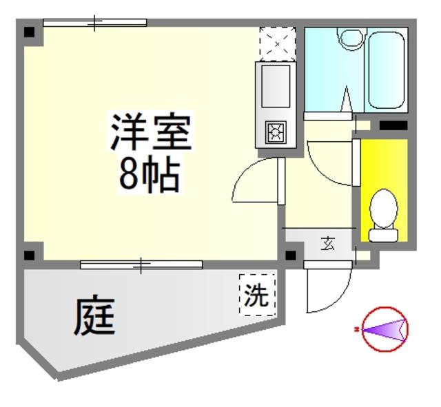 第1吉田ハイツ(ワンルーム/1階)の間取り写真