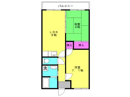 フローリッシュ二見(2LDK/6階)の間取り写真