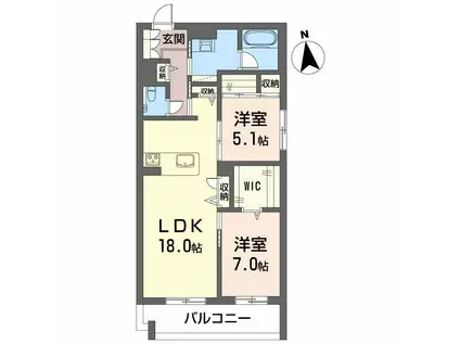 メゾン ド コリーヌ(2LDK/4階)の間取り写真
