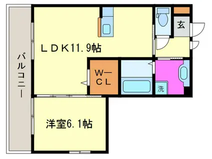 鳥羽リョウコウ(1LDK/3階)の間取り写真