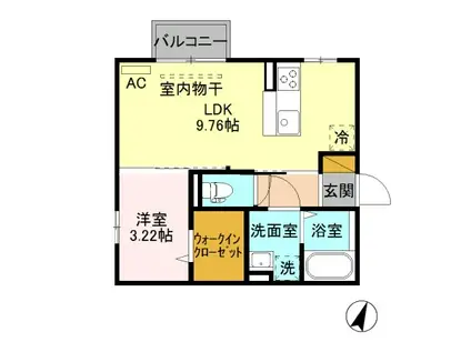 グランドソレイユ B(1LDK/2階)の間取り写真