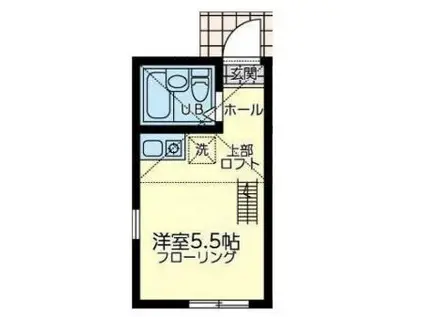 ユナイト境之谷タルトフロマージュ(ワンルーム/1階)の間取り写真