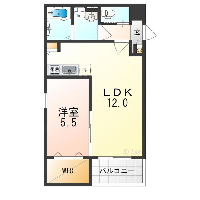 ジーメゾン泉佐野エクセリエ(1LDK/1階)の間取り写真