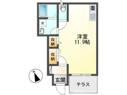 シャトレーゼ・Y(ワンルーム/1階)の間取り写真