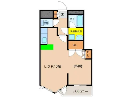 メダリストIII(1LDK/4階)の間取り写真