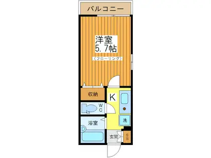 ヴィラージュB(1K/2階)の間取り写真