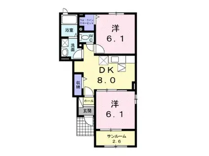 スカイスター南宮(2DK/1階)の間取り写真