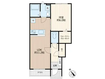 ヴィクトワール下高井戸(1LDK/1階)の間取り写真