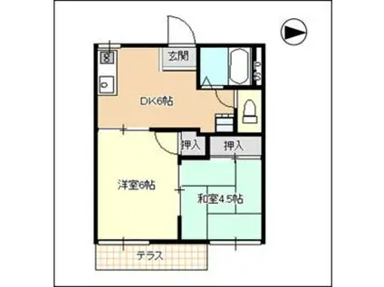 フォーブルオクダイラ(2DK/1階)の間取り写真