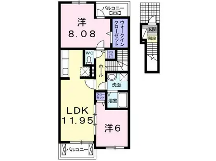 フォレスト・ヒル(2LDK/2階)の間取り写真