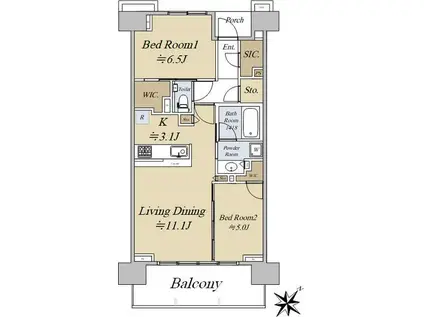 シティテラス町田ステーションコート(2LDK/15階)の間取り写真