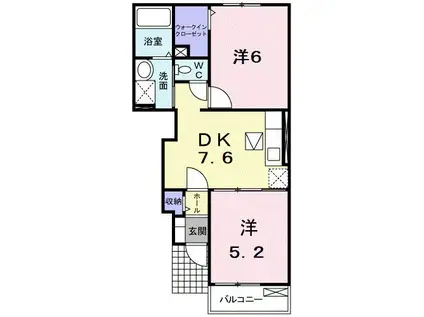 セレーノA(2DK/1階)の間取り写真