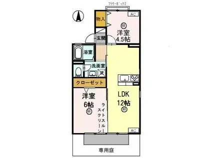 ピュアハイツ有本 II(2LDK/1階)の間取り写真