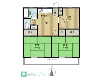 パークハイツII(3DK/2階)の間取り写真