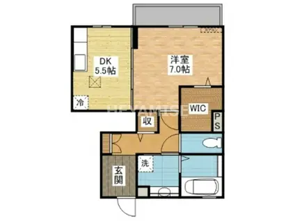 ハルブラッサム貝津(1DK/1階)の間取り写真