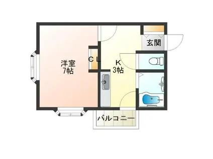 メビウス帝塚山西レジデンス(1K/4階)の間取り写真