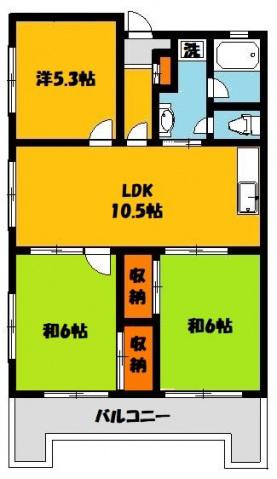 緑ヶ丘753マンション(3LDK/7階)の間取り写真