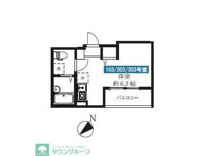 カーサ・リベルタ(ワンルーム/1階)の間取り写真