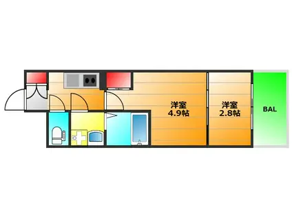 METROSA谷町六丁目ノース(1K/9階)の間取り写真