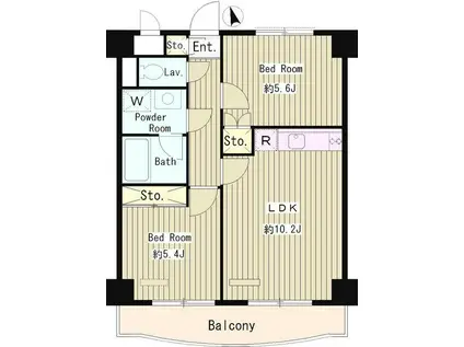 メゾンサロム(2LDK/7階)の間取り写真