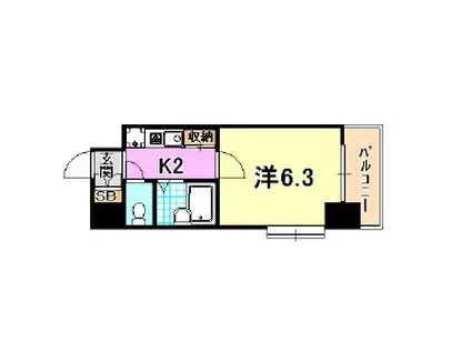 サンライズ長田(1K/3階)の間取り写真