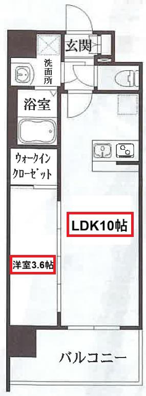 リヴェント玉造(1LDK/3階)の間取り写真