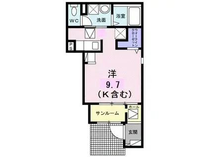 メゾン・ブリーズII(ワンルーム/1階)の間取り写真