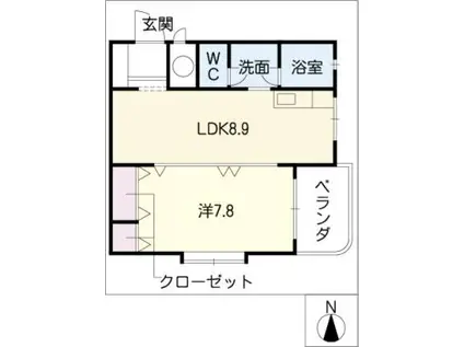 サイレンス上野(1LDK/3階)の間取り写真