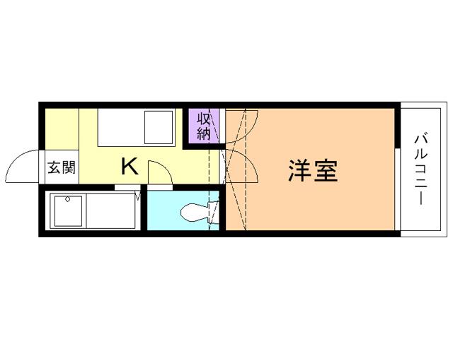 ロフティ富沢II(1K/2階)の間取り写真