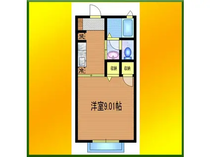 ピースフル向台II(1K/2階)の間取り写真