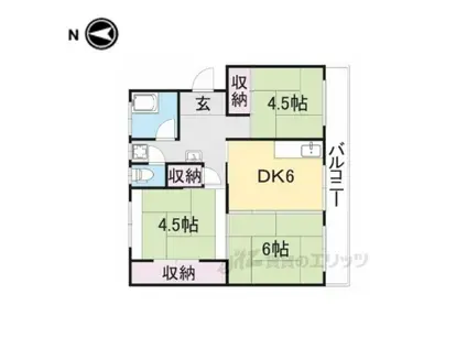 魚昌ハイツ(3DK/1階)の間取り写真