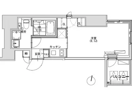 グランディオール広尾テラス(1K/12階)の間取り写真