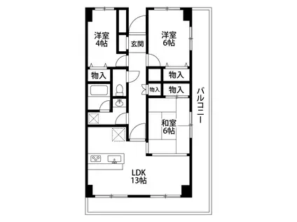 アスティオン東中島(3LDK/3階)の間取り写真