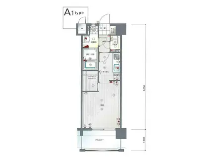 エンクレスト博多III(1K/13階)の間取り写真