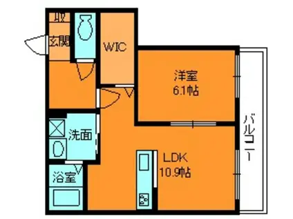 フリーデD(1LDK/2階)の間取り写真