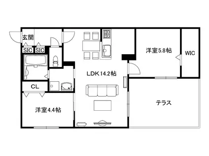 ブランシャールMH幌平橋(2LDK/1階)の間取り写真
