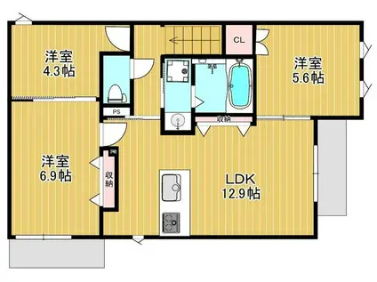 クッキーハイツ(3LDK/2階)の間取り写真