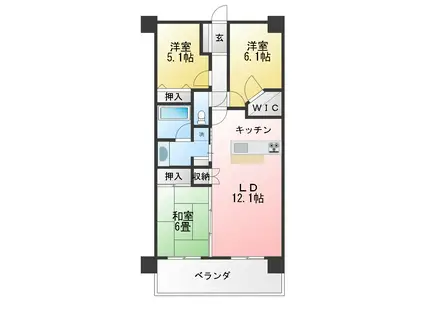 ウィスティリア城北(3LDK/4階)の間取り写真
