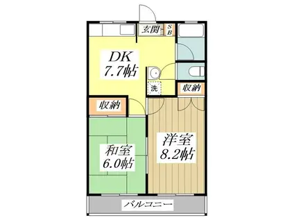 チェリーパーク(2DK/2階)の間取り写真