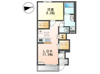 ヴィラ・フェリーチェ(1LDK/1階)の間取り写真