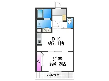 リアライズ長居公園通(1DK/1階)の間取り写真